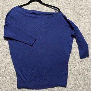 Like NEW Anthropologie Moth Blue Cashmere Blend One Shoulder Sweater S.